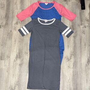 LulaRoe Lot Of 2 Gray and Blue/Pink Casual Dresses Size Small